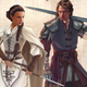 Medieval Padmé and Anakin by artist Jake Bartok, for composer Samuel Kim.